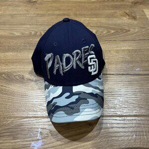 Vintage San Diego Padres New Era Rare Blue Camo Embroidered Genuine Merchandise